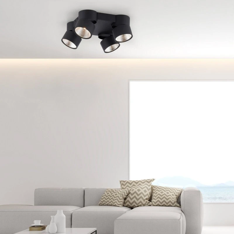 Nola LED plafondlamp PURE, 4-lamps, zwart