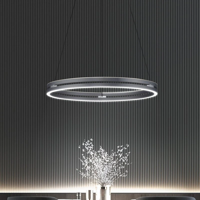 Paul Neuhaus PURE E-Loop LED hanglamp, Mystic Grey, Ø70 cm