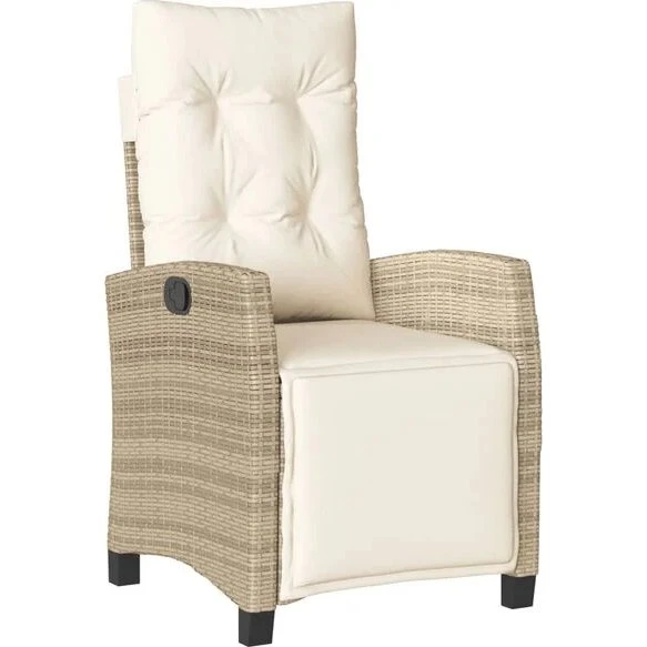 vidaXL Tuinstoel verstelbaar met voetensteun beige