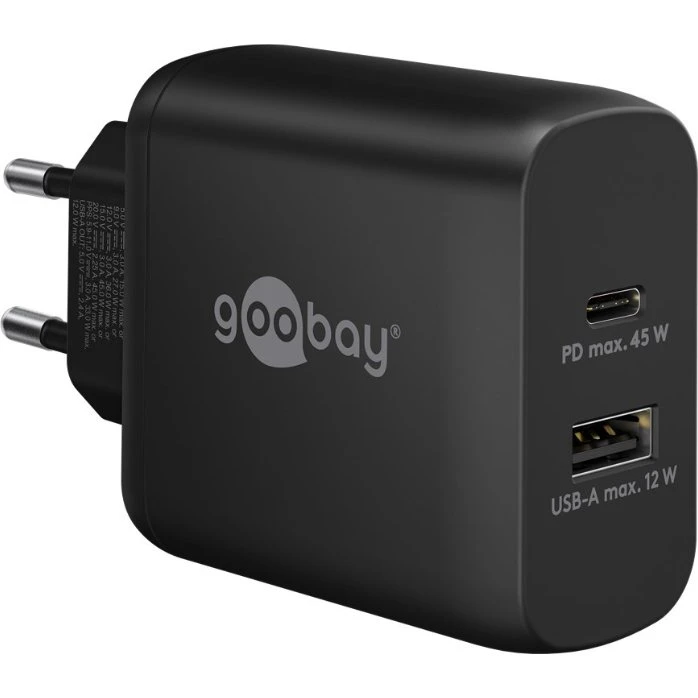 Goobay USB-C & USB-A snellader 45W zwart