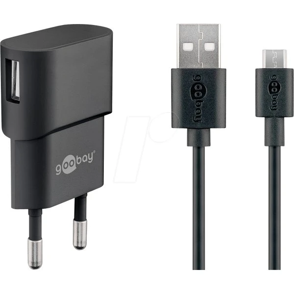 Goobay Micro USB Oplaadset 1A, 1m, Zwart