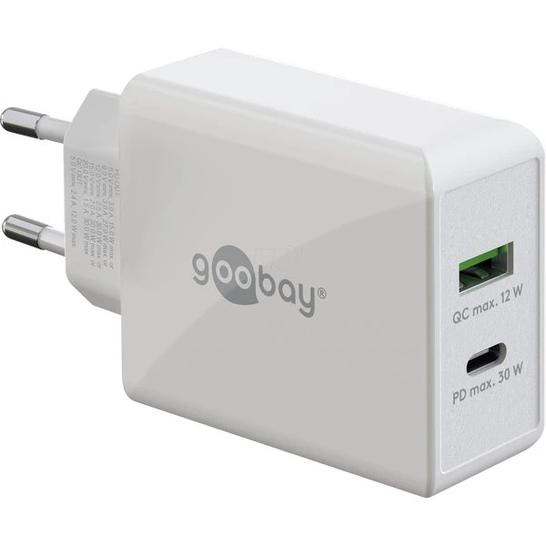 Goobay USB-C + A 30W oplader, wit