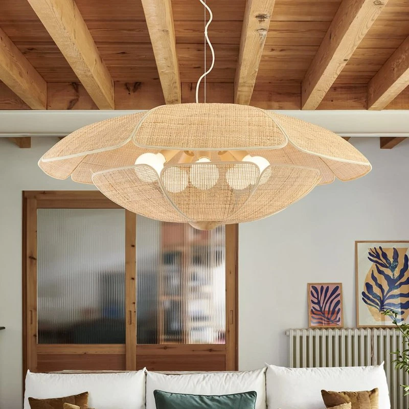 MARKET SET Hanglamp Coquillage, 110 cm, Natuurlijk Rotan