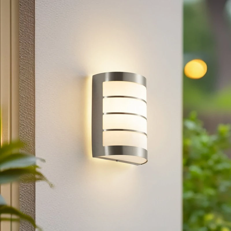Lindby Noyan Buitenwandlamp - Roestvrij Staal - 20 cm
