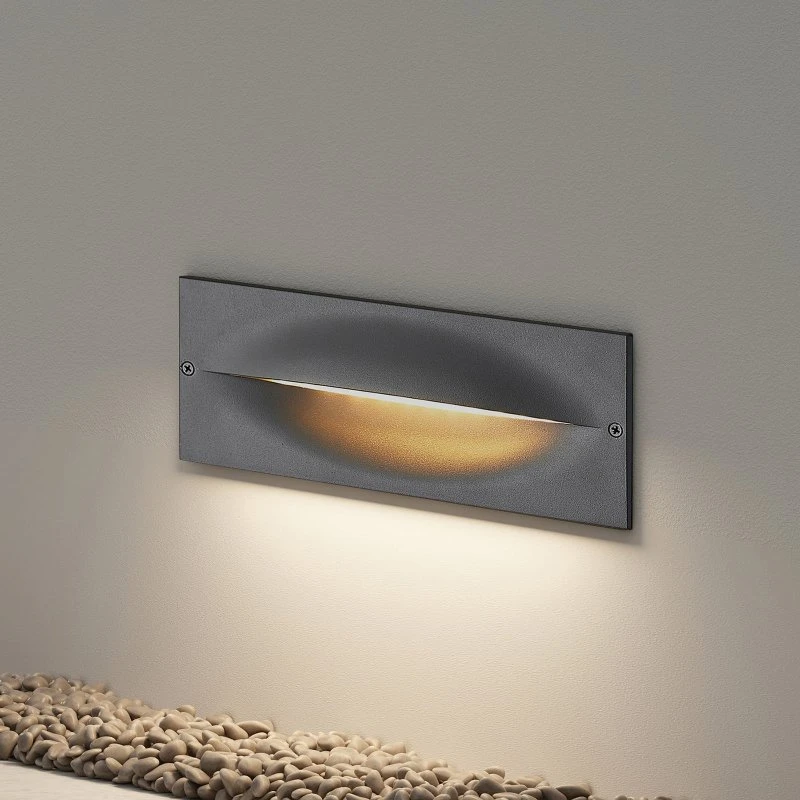 Lucande Zandro LED Inbouw Wandlamp - Antraciet - 25 cm