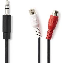 Nedis 3,5mm Jack naar 2x RCA Stereo Kabel 0,2m Zwart