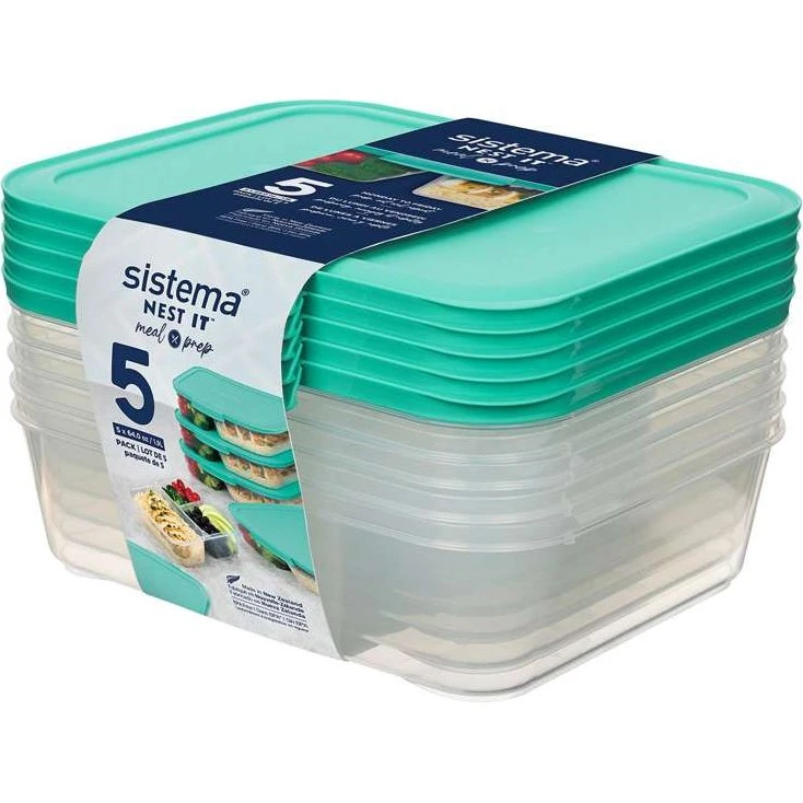 Sistema Nest It Maaltijdvoorbereiding 5-Pack 1,9L Mintgroen