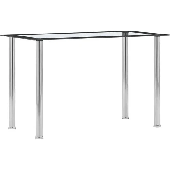 vidaXL Eettafel 120x60x75 cm – gehard glas & RVS, zwart/transparant