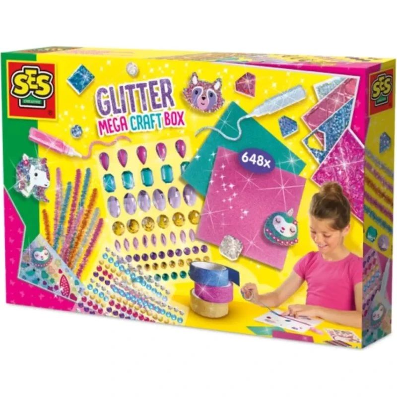 SES Creative 14139 Glitter Mega Knutseldoos – Creatieve Set voor Kinderen vanaf 5 Jaar