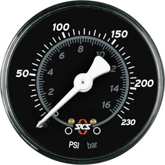 SKS 63mm Manometer 230PSI Zwart voor Rennkompressor NXT