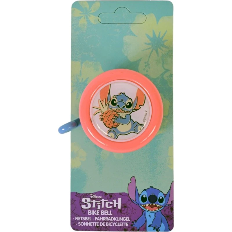 Volare Disney Stitch Fietsbel Roze/Koraalblauw