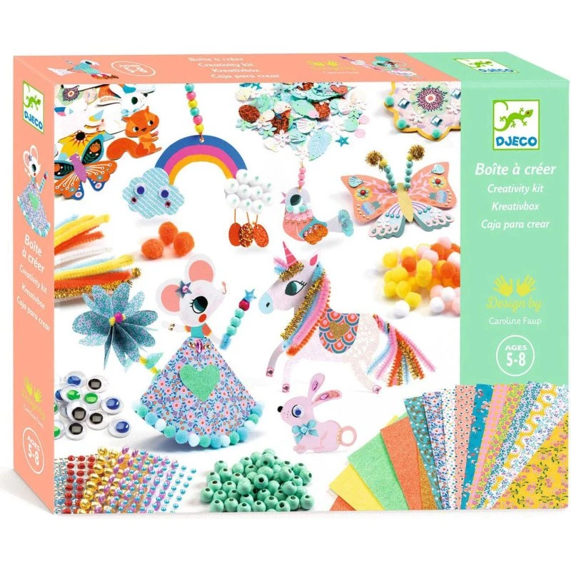 Djeco Knutselset Creativity Kit met pompoms & kralen (5-8 jaar)