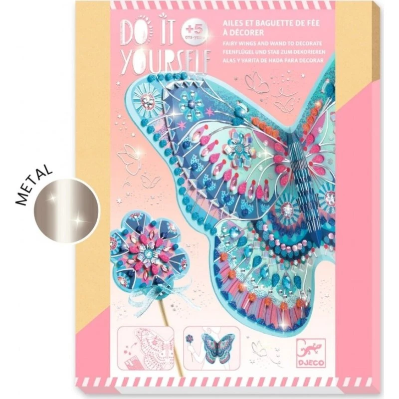 Djeco Knutselset Als een fee - Toverstaf & feeënvleugels (10x29 / 35x26 cm)