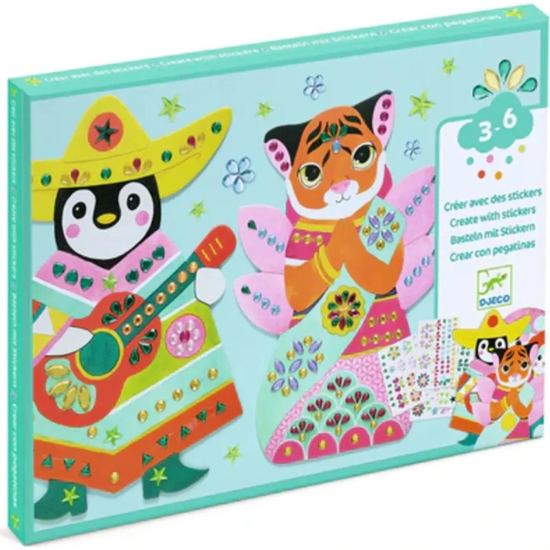 Djeco Brillants Knutselset Glitterstenen - Dieren (3-6 jaar)