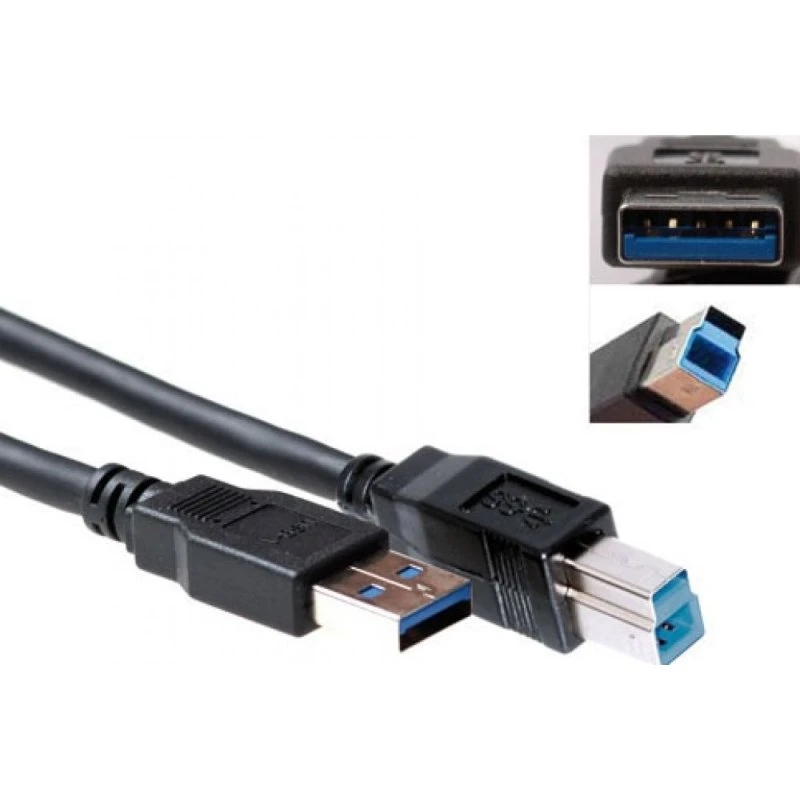 ACT USB 3.0 A naar USB B Kabel - 3 meter - Zwart