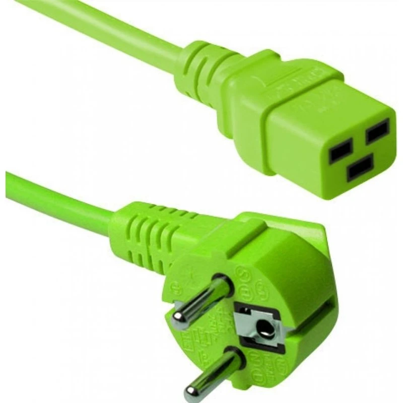 ACT Netsnoer CEE 7/7 naar C19 Groen - 1,2 m (Haaks)