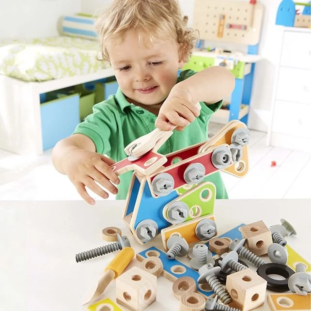 Hape Master Builder Set - Bouwspeelgoed met 62 Onderdelen