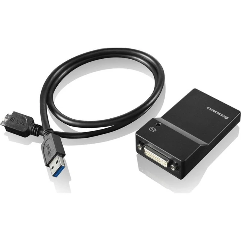 Lenovo USB 3.0 naar DVI/VGA Adapter - Zwart (0B47072)