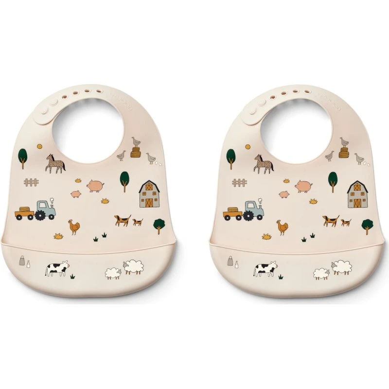 Liewood Set van 2 Silicone Slabbetjes Farm Sandy