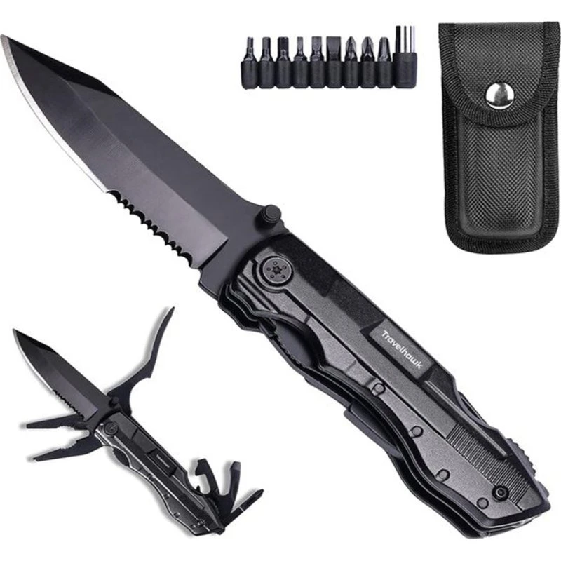 Travelhawk Zakmes 14-in-1 Multitool met Blik- en Flesopener