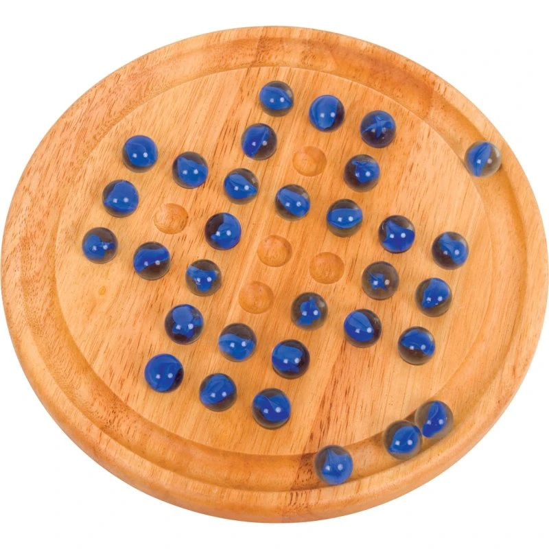 Bigjigs Houten Solitaire Spel – 32 Glazen Kogels, Vanaf 3 Jaar