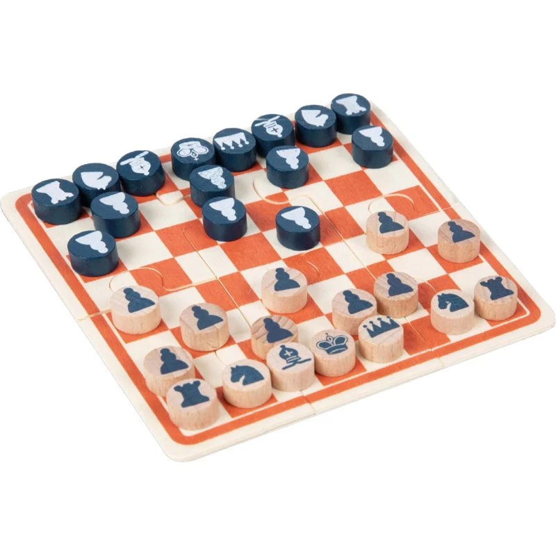 Games Mini Houten Bordspel Puzzel – 4 klassieke spellen in één