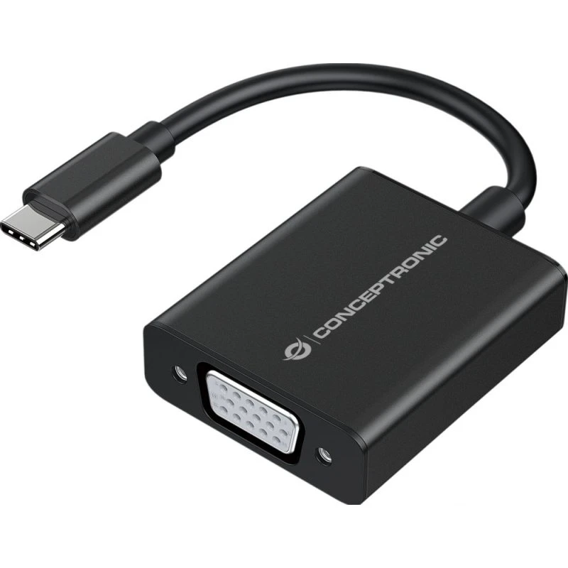 Conceptronic ABBY05B USB-C naar VGA Adapter 1080p Zwart