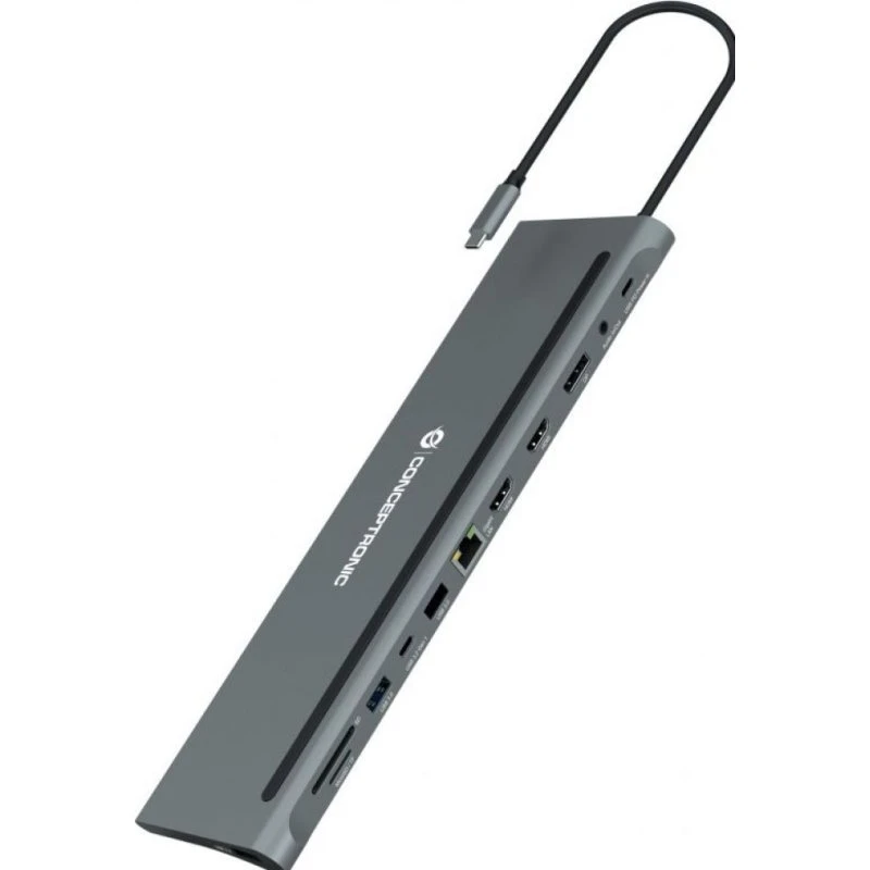 Conceptronic DONN17G USB-C Dockingstation - Grijs