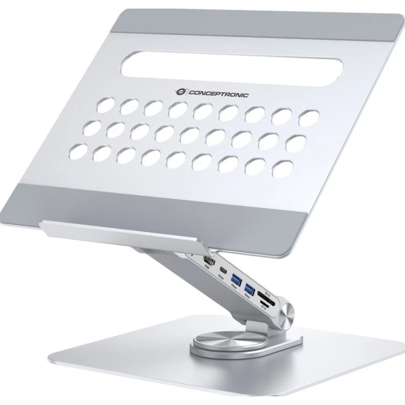 Conceptronic DONN27G Laptopstandaard met 7-in-1 Dockingstation