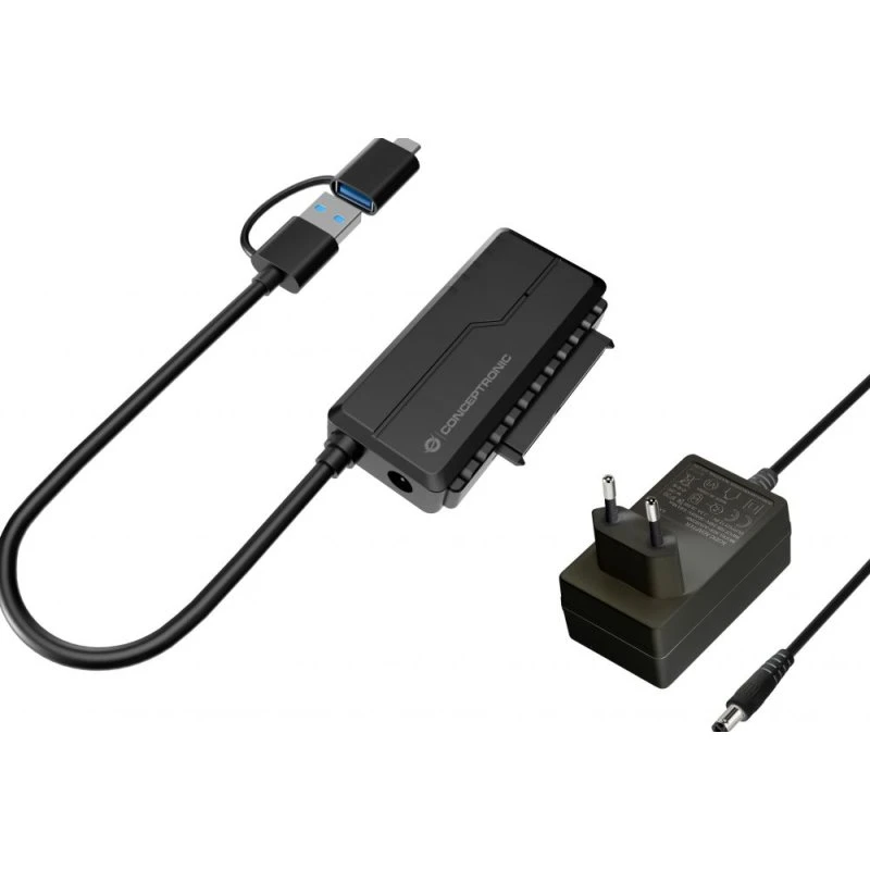Conceptronic ABBY21B USB Type-A naar SATA 22-pin Adapter - Zwart
