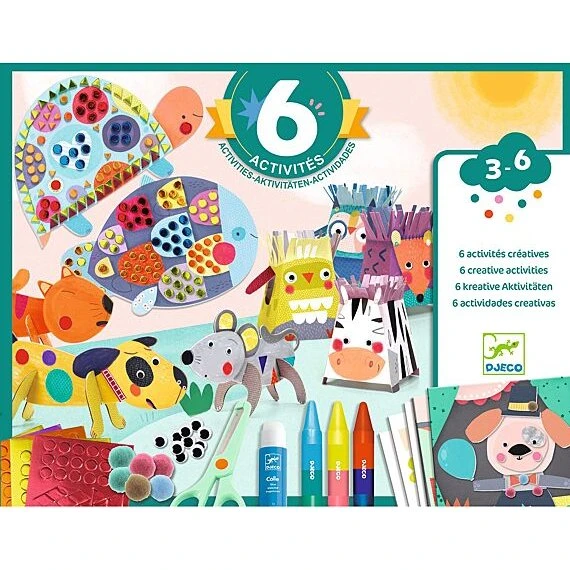 Djeco Kinderkunstset 6in1 Dieren en Hun Huizen