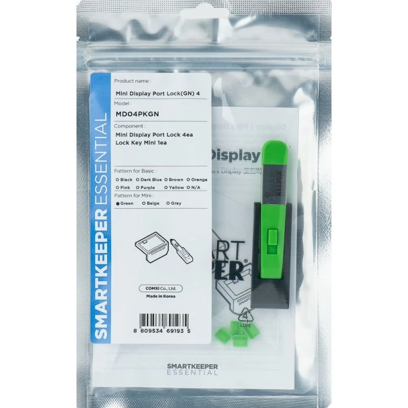 SmartKeeper Mini DisplayPort Blocker Groen (4 stuks + sleutel)