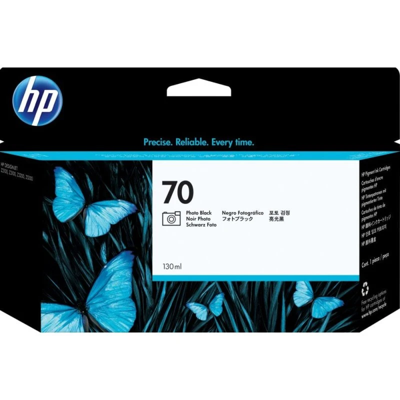 HP 70 Zwarte DesignJet Fotoinktcartridge, 130 ml (C9449A)