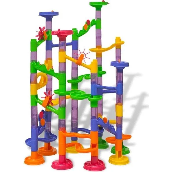 vidaXL Knikkerbaan voor kinderen - Kleurrijke bouwset met trechters en bochten