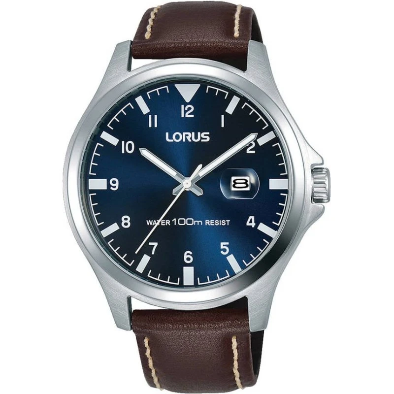 Lorus RH963KX8 Herenhorloge, Bruine Leren Band, 42 mm