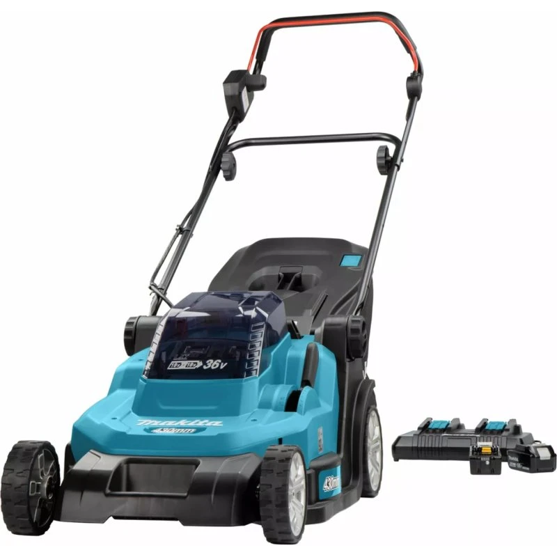 Makita DLM432PT 43 cm Grasmaaier met 2x 5,0 Ah Accu + Duolader
