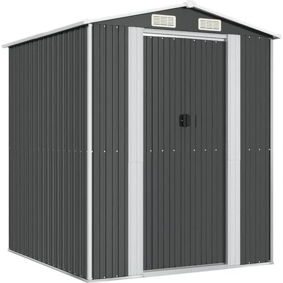 Antracietkleurige Tuinschuur 192x191x223 cm gegalvaniseerd staal