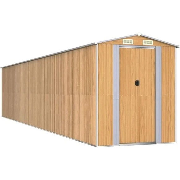 GardenPro Tuinschuur 192x938x223 cm gegalvaniseerd staal lichtbruin