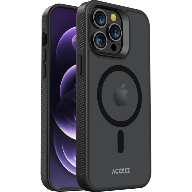 Accezz Rugged Frosted MagSafe Backcover iPhone 14 Pro Max - Zwart