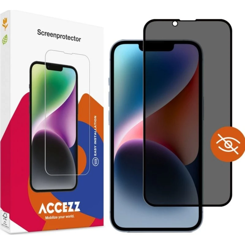 Accezz Privacy Screenprotector Gehard Glas voor iPhone 17e/16e/14/13/13 Pro