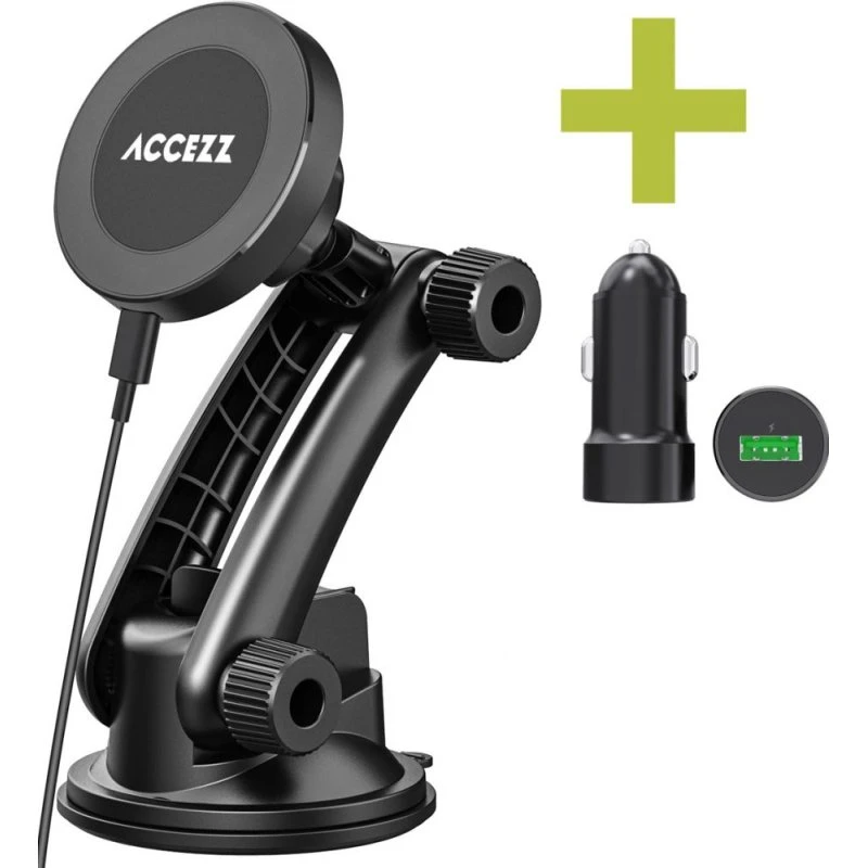 Accezz MagSafe Telefoonhouder Auto - Draadloze Lader - Dashboard/Voorruit