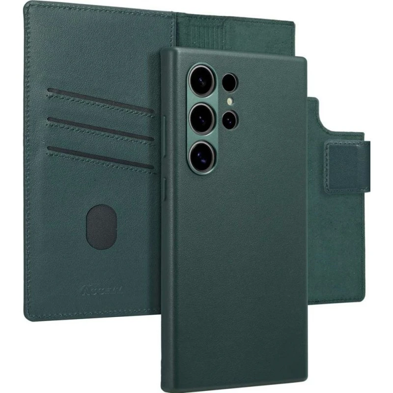 Accezz Leather Bookcase 2-in-1 met MagSafe voor Samsung Galaxy S24 Ultra - Cedar Green