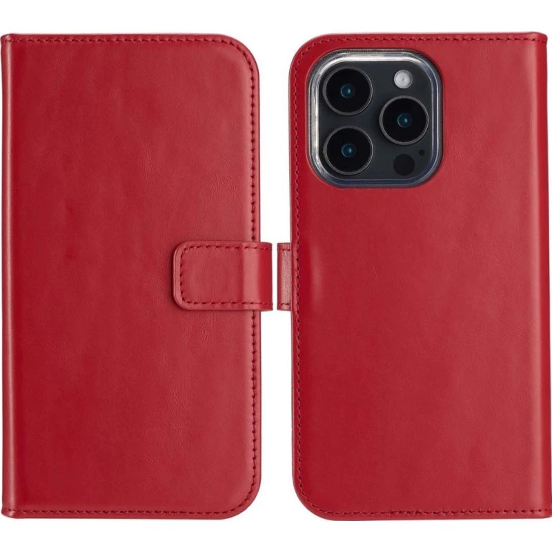 Selencia Echt Leren Bookcase voor Apple iPhone 16 Pro Max - Rood