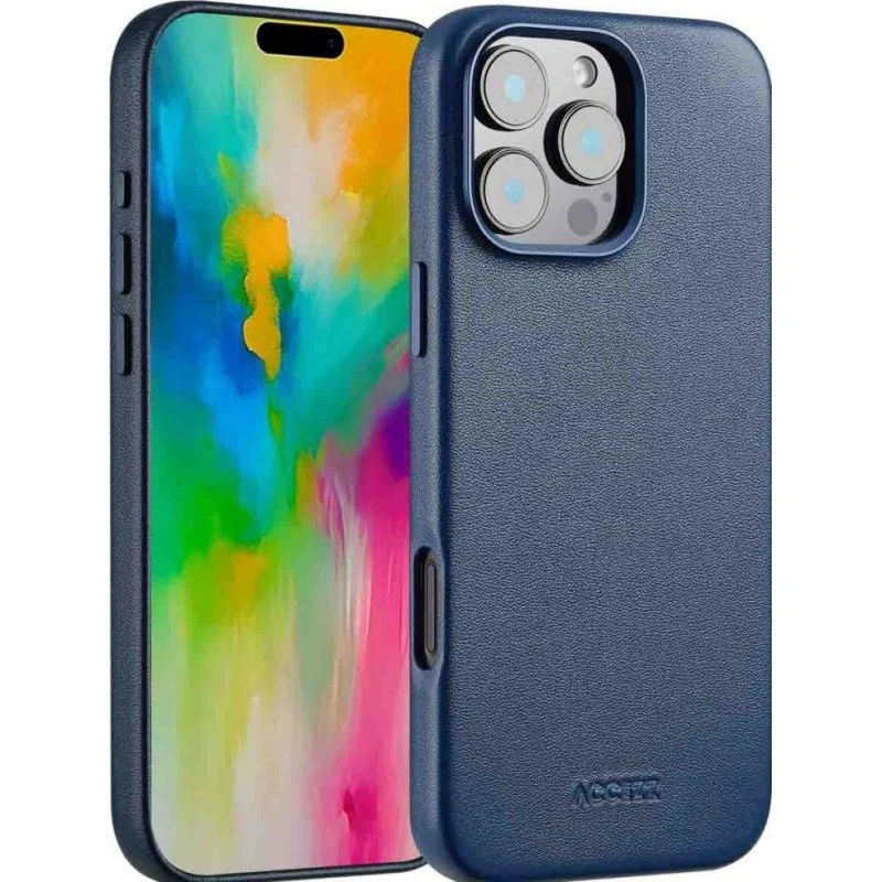 Accezz MagSafe Leather Backcover iPhone 16 Pro Max - Nightfall Blue