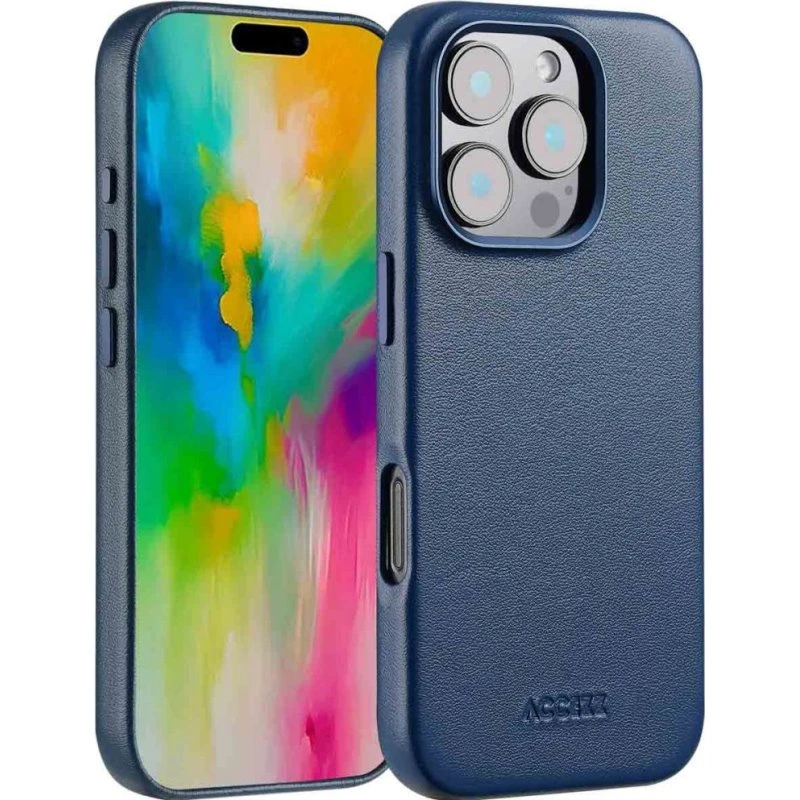 Accezz MagSafe Leather Backcover iPhone 16 Pro - Nightfall Blue