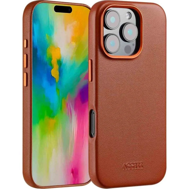 Accezz MagSafe Leather Backcover voor iPhone 16 Pro - Sienna Brown