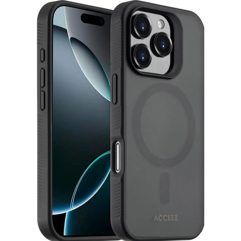 Accezz Rugged Frosted MagSafe Backcover iPhone 16 Pro - Zwart