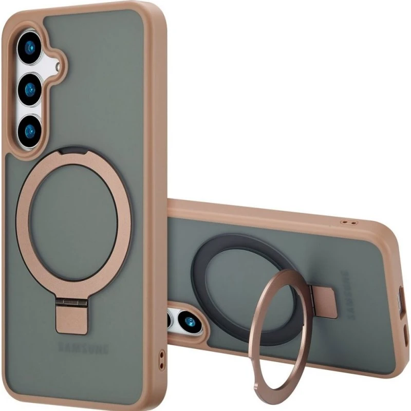 Accezz Ring Stand Backcover met MagSafe voor Samsung Galaxy S24 Plus - Bruin