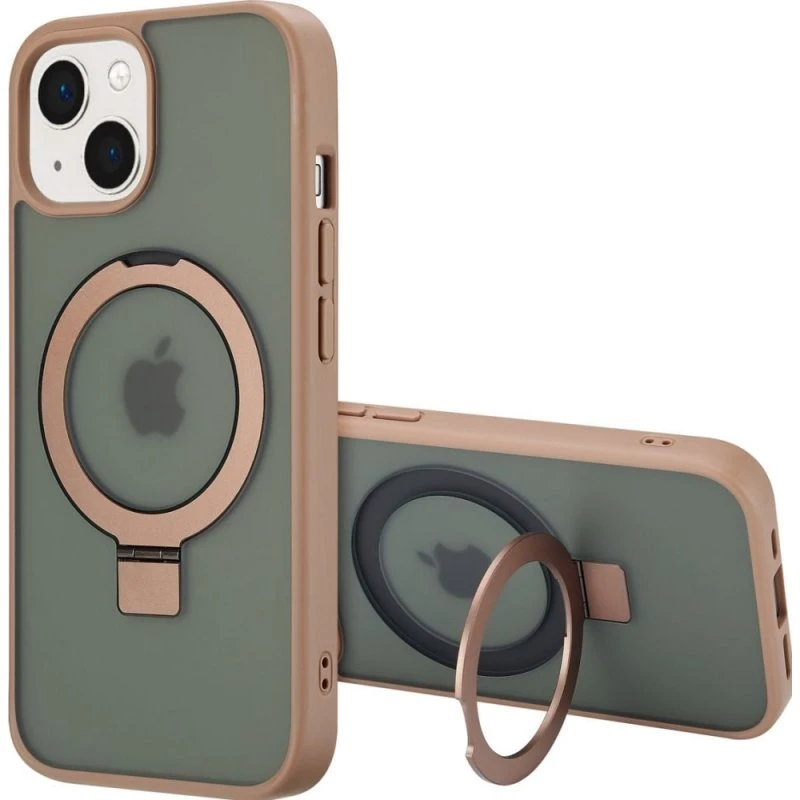 Accezz Ring Stand Backcover met MagSafe voor iPhone 15 - Bruin