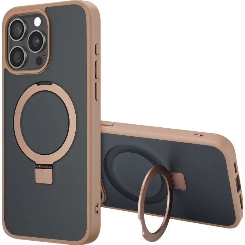 Accezz Ring Stand Backcover met MagSafe voor iPhone 15 Pro Max - Bruin
